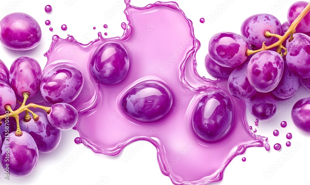 Fresh red grapes splashing in juice. Fresh red grapes splashing in juice.