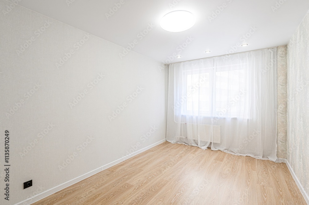 Fototapeta premium standard room interior apartment. view kind of decor home decoration in hostel house for sale. empty room renovated