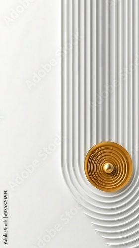 An elegant gold spiral gracefully transitions into a sleek white backdrop, offering ample space for text placement.
