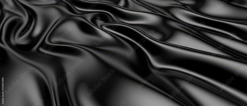 Fototapeta premium Elegant Black Silk Drape Luxury Fabric Texture Background