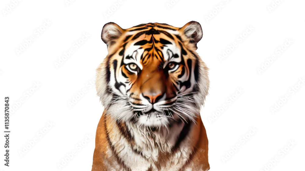 Obraz premium A portrait of tiger isolated on a white transparent background