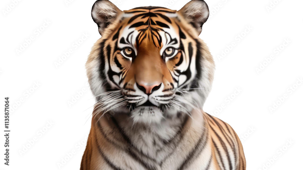 Fototapeta premium A portrait of tiger isolated on a white transparent background