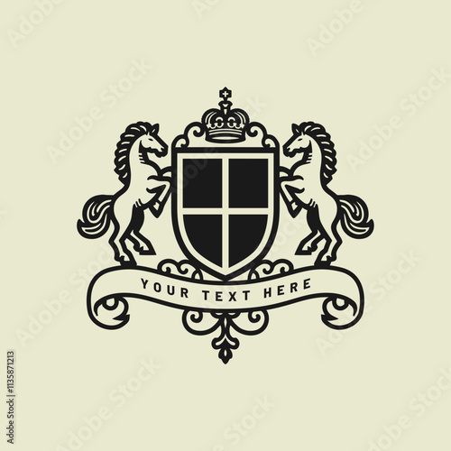 heraldic horse logo shield coat of arms family crest logo	
 photo