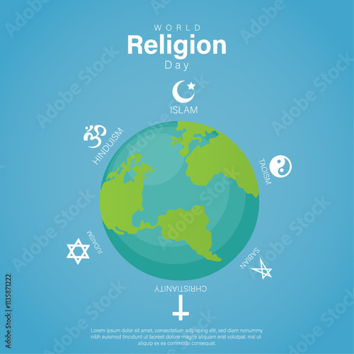 World religion day, concept of peace and unity, vector template design.