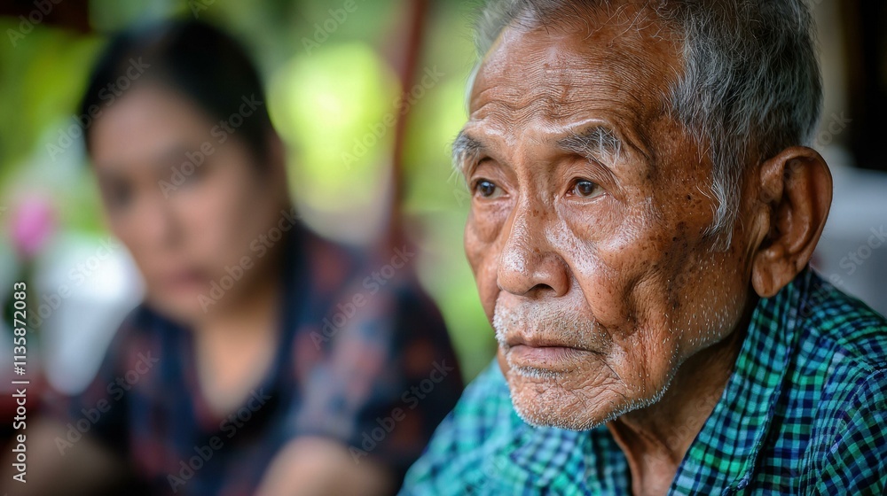 A senior man receives care. AI. A senior man receives care. AI.