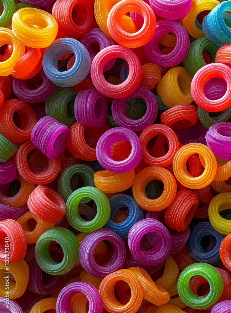 Vibrant Rainbow Colored Pasta Rings Close Up Vibrant Rainbow Colored Pasta Rings Close Up
