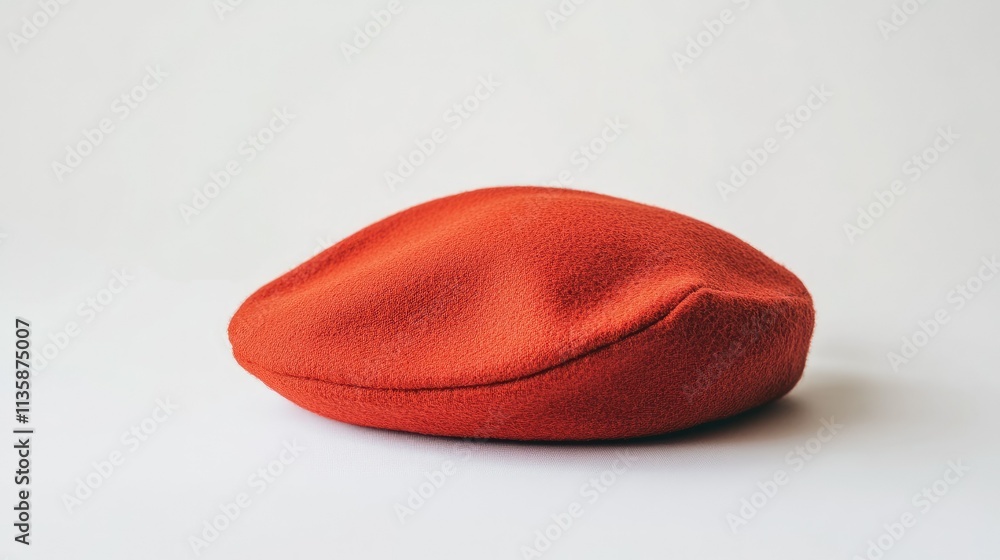 Vibrant Red Wool Beret on Plain Background Ideal for Fashion, Costume, and Accessory Imagery in Modern Photography Projects Vibrant Red Wool Beret on Plain Background Ideal for Fashion, Costume, and Accessory Imagery in Modern Photography Projects