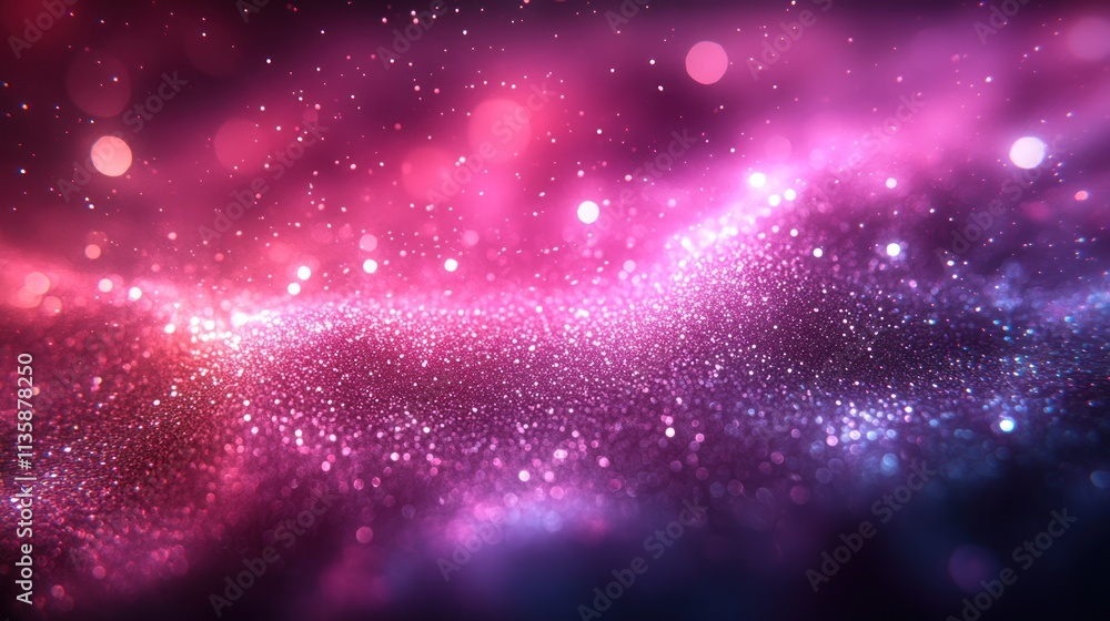 Obraz premium A vibrant cosmic scene filled with stars and nebula-like patterns in pink and purple hues.