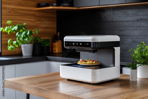 Modern Kitchen with Smart Pizza Maker: High-Tech Culinary Innovation for Effortless Home Cooking in Contemporary Style