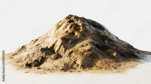 Realistic texture of a small dirt mound with natural detail, showcasing loose soil, fine grains, and uneven surface, ideal for environmental themes and landscape designs. photo