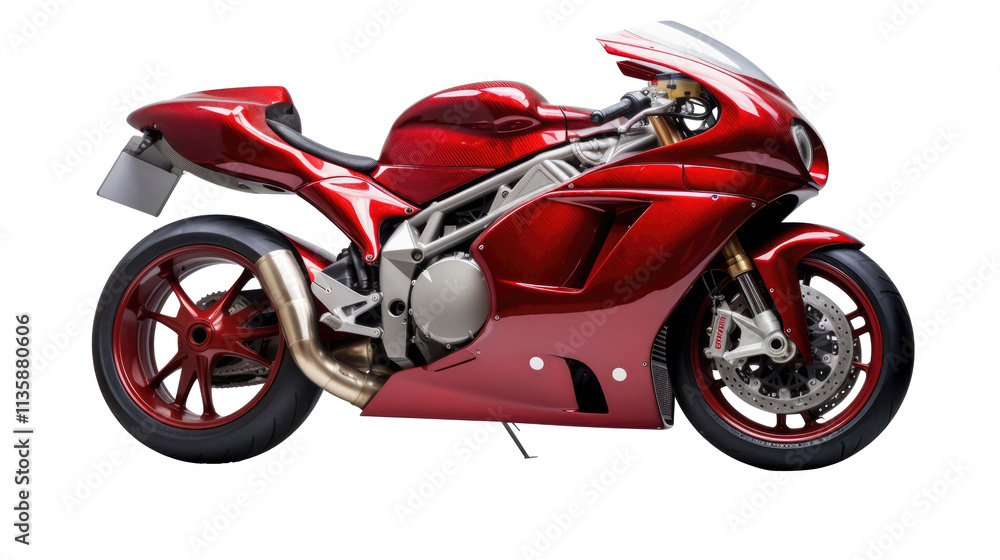 Fototapeta premium red motorcycle isolated on a white transparent background
