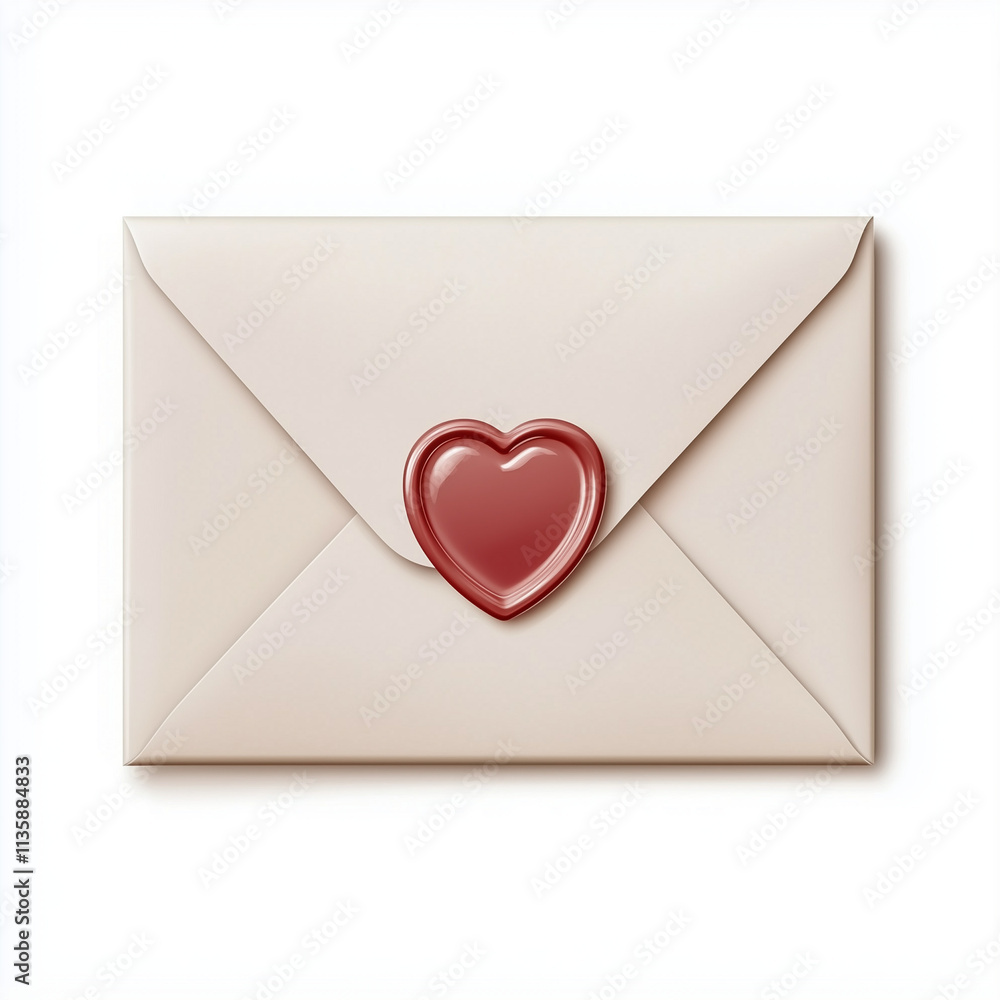 Love letter envelope with a red heart seal Love letter envelope with a red heart seal