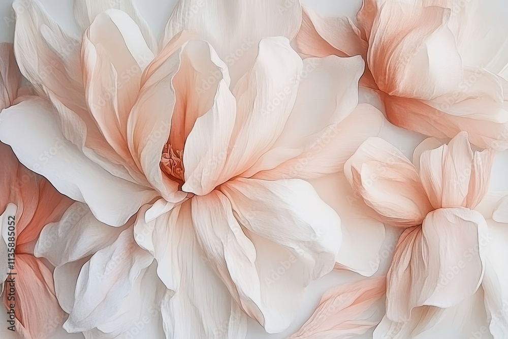 Delicate Soft Peach and White Blooming Flowers Creating a Serene and Elegant Background for Design or Decoration Purposes Delicate Soft Peach and White Blooming Flowers Creating a Serene and Elegant Background for Design or Decoration Purposes