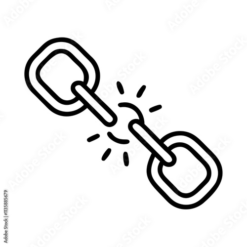 broken chains icon, juneteenth line art, juneteenth icon - simple black line art icon of broken chains, symbolizing juneteenth celebrations. juneteenth vector art.
