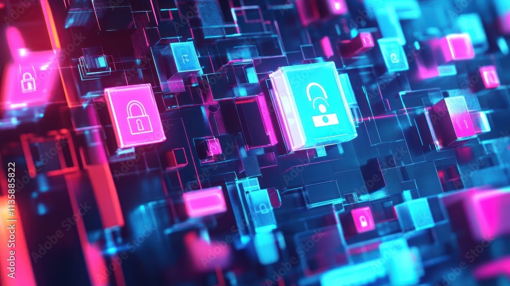 Abstract digital representation of cybersecurity with locks and circuits. Abstract digital representation of cybersecurity with locks and circuits.