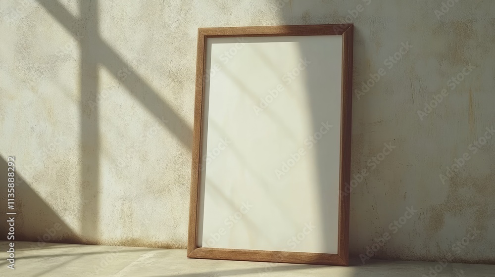 Fototapeta premium Blank Wooden Frame Against Textured Wall