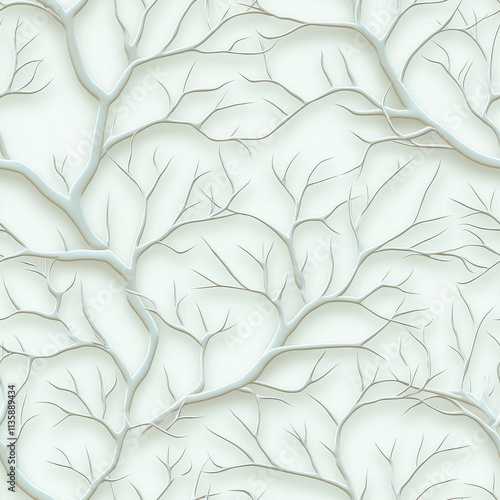 Seamless pattern featuring delicate branches on soft background, ideal for various design projects. intricate details create calming and elegant aesthetic photo