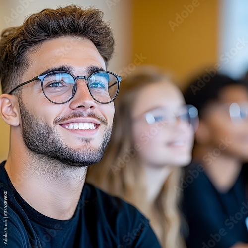 Wallpaper Mural Confident Male Student in Classroom  Education  Learning  Glasses  Smiling  Hopeful  Futur Torontodigital.ca