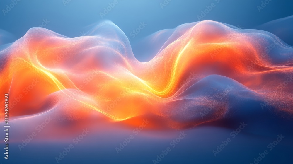 Ethereal orange and blue abstract waves, dynamic Ethereal orange and blue abstract waves, dynamic