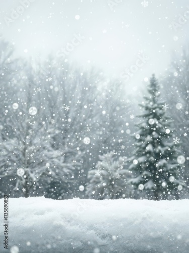 Wallpaper Mural Winter background with falling snowflakes and snow covering the ground, white Torontodigital.ca