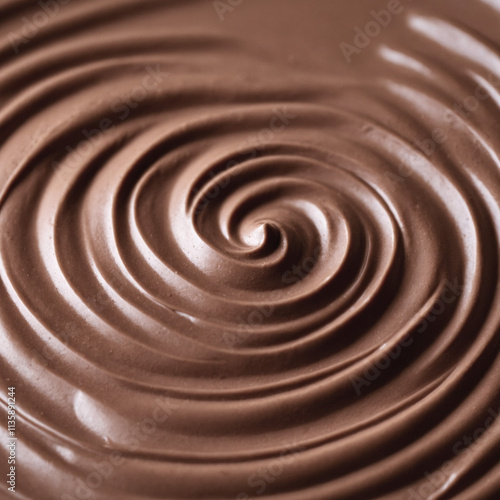 Close-up mocha mousse with spiral cream texture. Chocolate, coffee, ice cream, pudding or yogurt dessert. Soft brown abstract background with color of the year 2025 for wallpaper, poster or banner