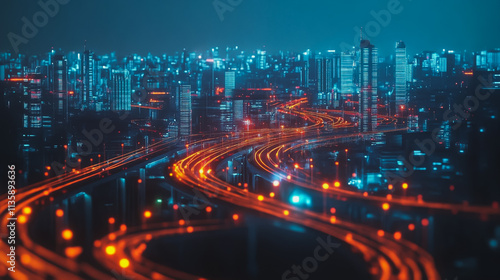 Wallpaper Mural Smart digital Innovation city with connection network reciprocity over the cityscape. of future smart wireless digital city and social media networking systems that connects people with in city Torontodigital.ca