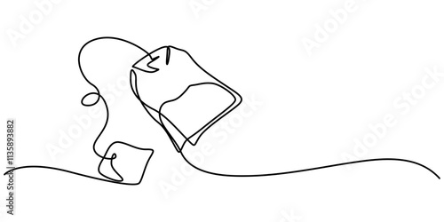 one continuous line drawing of tea bag.one line drawing of tea bag icon.single line vector illustration.isolated white background, Hot herbal drink for morning routine and breakfast in simple linear. 