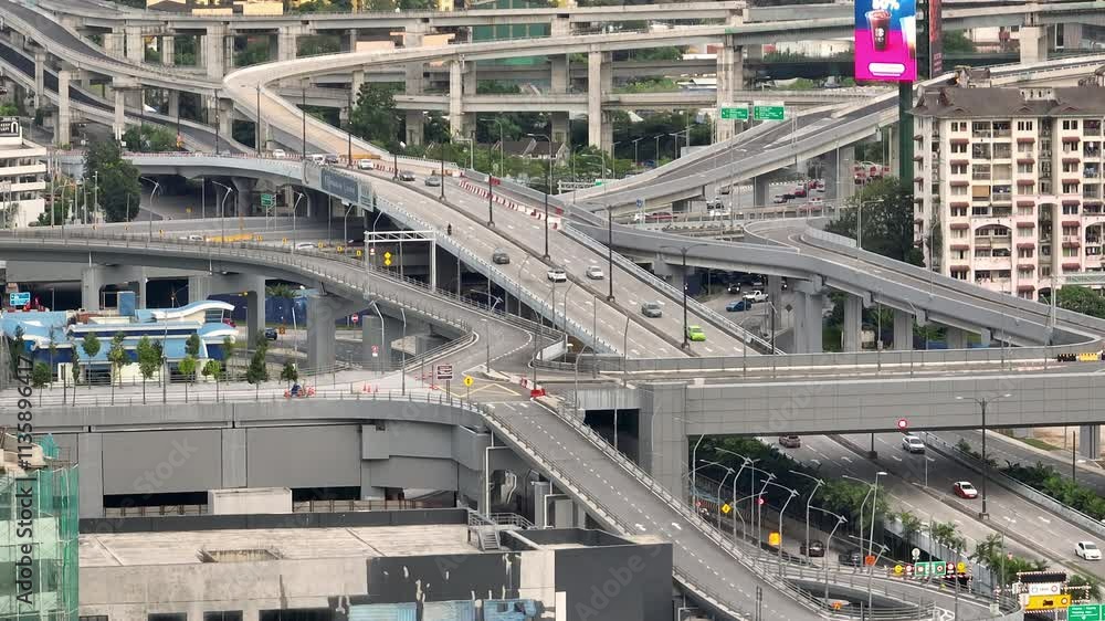 day time kuala lumpur city traffic street road interchange aerial panorama 4k malaysia day time kuala lumpur city traffic street road interchange aerial panorama 4k malaysia