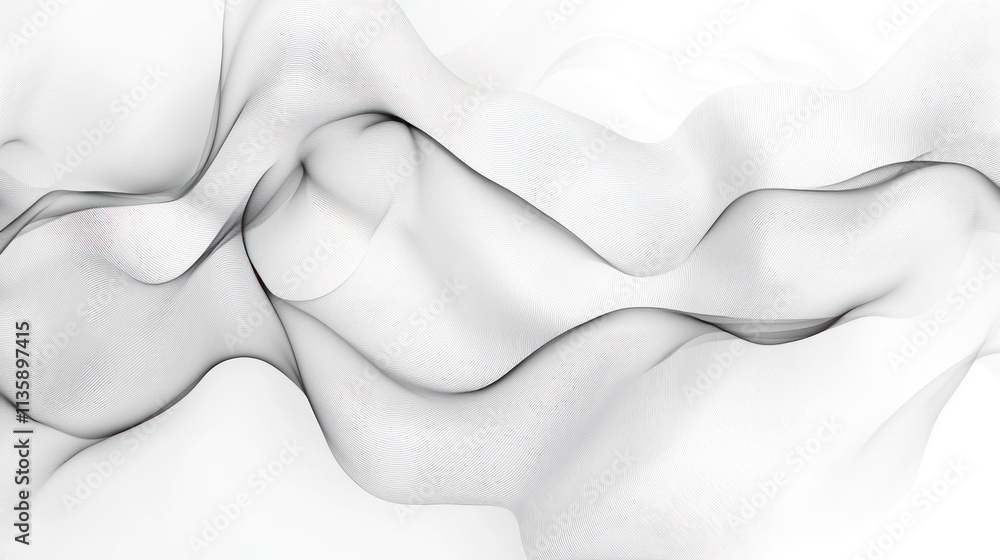 Obraz premium Abstract grayscale flowing wave lines design