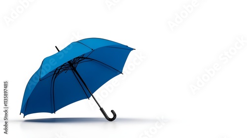 Bright Blue Umbrella Isolated on a White Background with a Minimalist Design Creating a Clean and Modern Look for Weather and Rain Themes