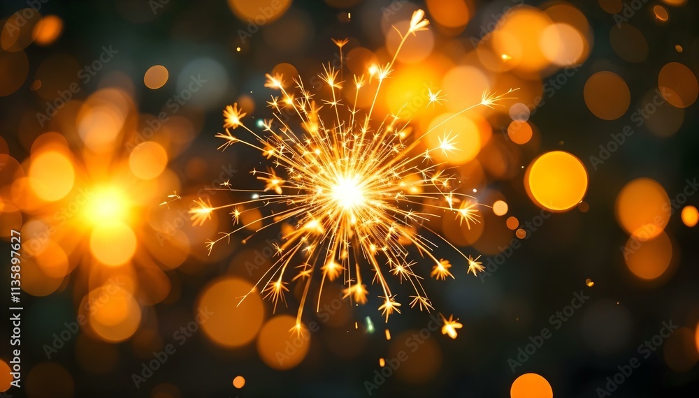 Obraz premium sparkler on bokeh background, new year and merry christmas