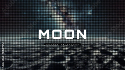 Moon surface background, Lunar surface background in mosaic style