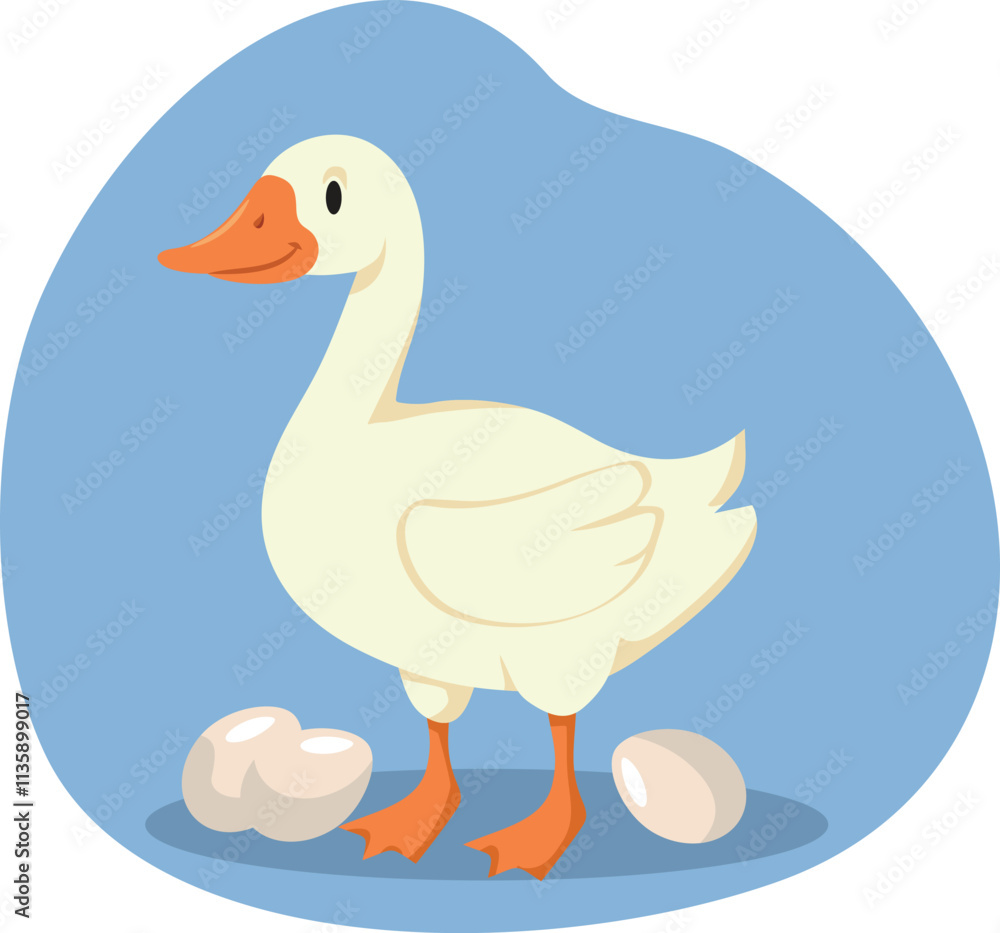 Goose with Eggs Cartoon Vector Illustration Character Mascot. Domesticated bird laying eggs in the farm
Goose with Eggs Cartoon Vector Illustration Character Mascot. Domesticated bird laying eggs in the farm
