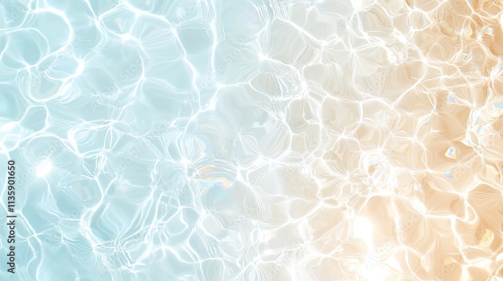 Obraz premium A serene image of shimmering water with light reflections in soft blue and orange hues.