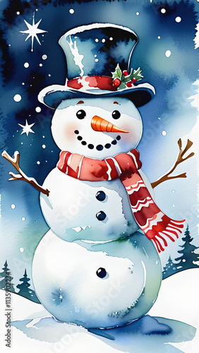 Snowman with a Vintage Twist: Celebrating Winter's Timeless Charm photo