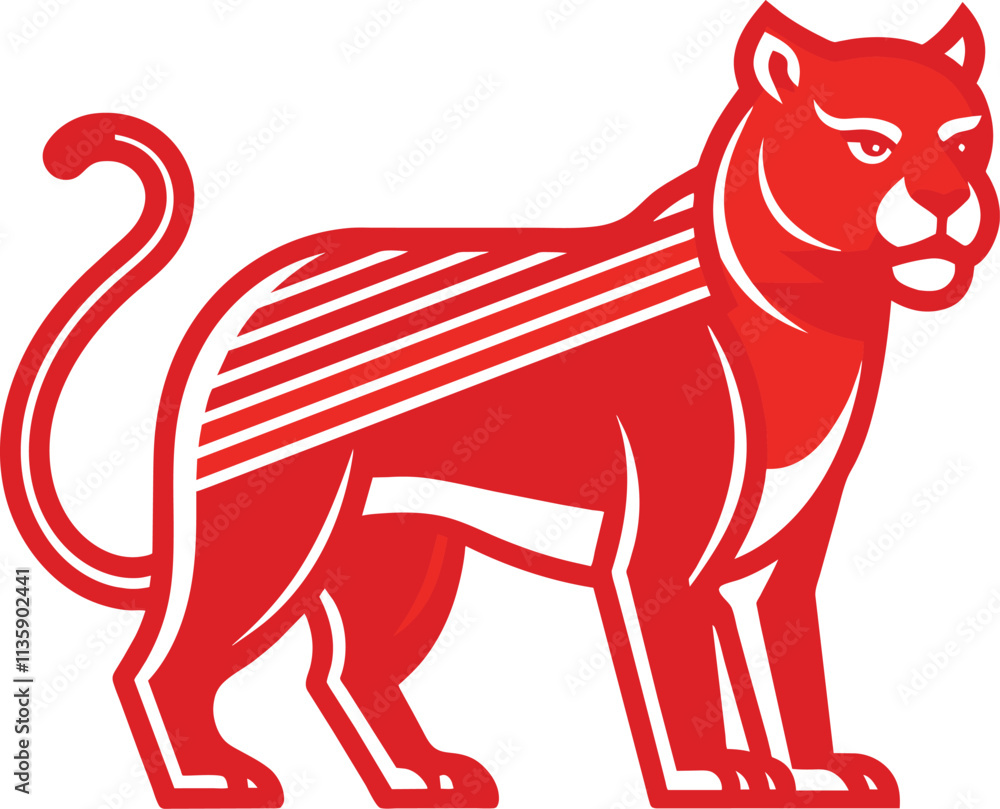 Fototapeta premium Retro Red Cougar Vector Illustration