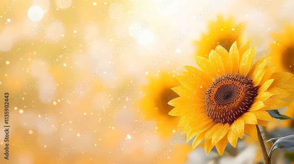 Obraz premium Radiant Sunflowers Golden Petals Summer Bloom Bright Background