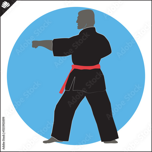 Martial art colored simbol design. Karate emblem.