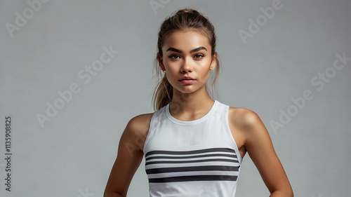 Fitness Portrait Beautiful Girl in Stylish Gym Outfit