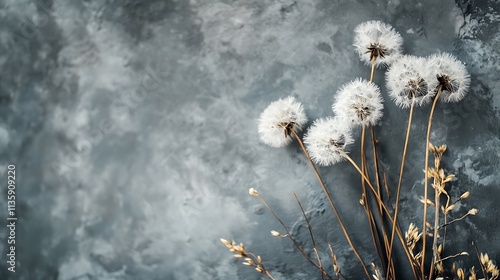 Wallpaper Mural Dried Dandelions on Textured Background. Concept of Autumn, Nature, and Minimalism. Torontodigital.ca