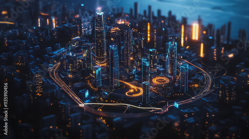 Wallpaper Mural Smart digital Innovation city with connection network reciprocity over the cityscape. of future smart wireless digital city and social media networking systems that connects people with in city Torontodigital.ca