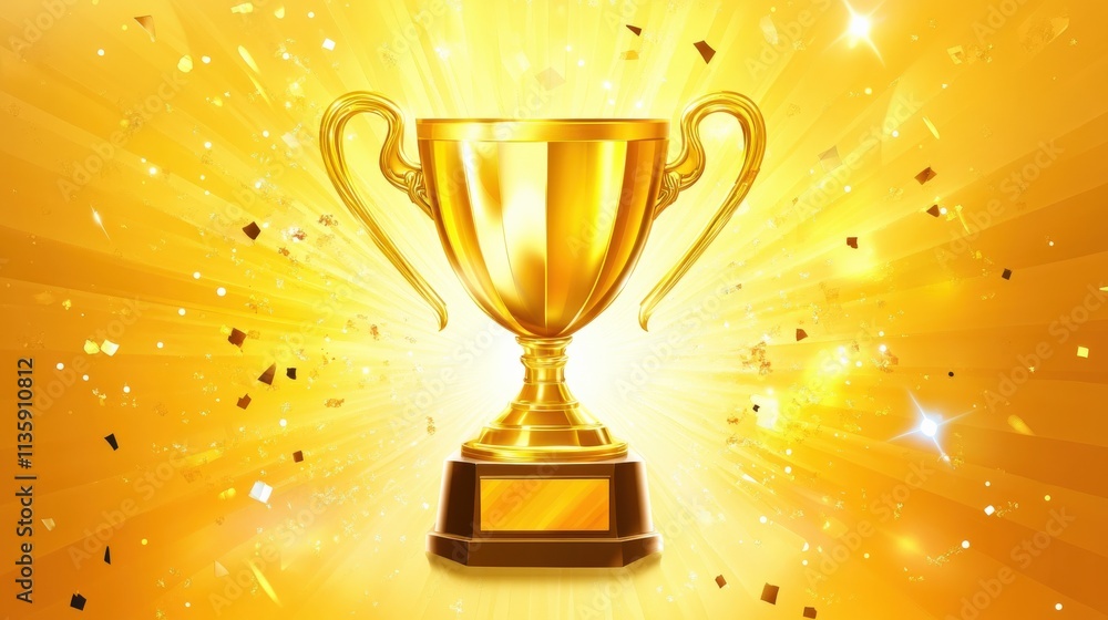 gold trophy with confetti gold trophy with confetti