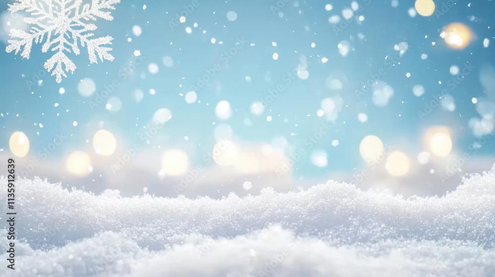 Snowflakes fluttering, the ground covered in snow Snowflakes fluttering, the ground covered in snow