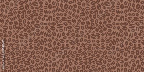 Coffee bean seamless pattern mocha mousse color. Coffee grain background. Abstract simple drink print. Trendy colour 2025 year. Vector illustration