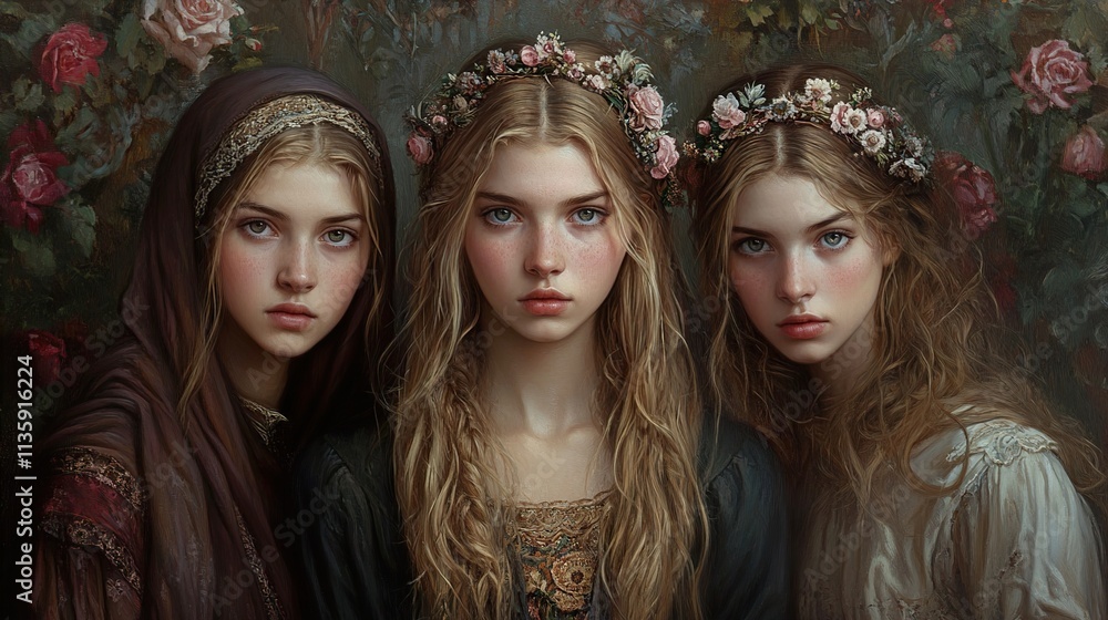 Three Sisters: A Romantic Fantasy Portrait Three Sisters: A Romantic Fantasy Portrait