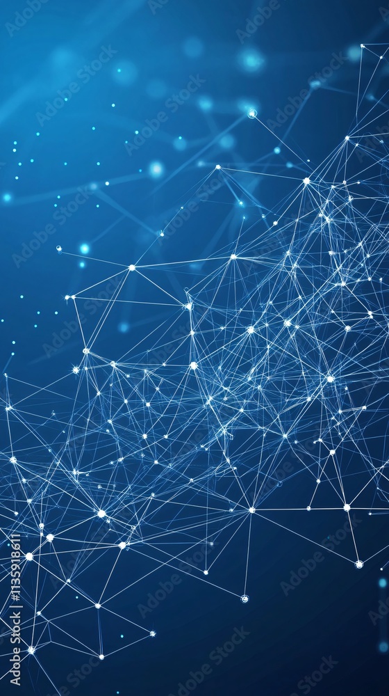 Abstract Blue Network Connection Dots Lines Background Abstract Blue Network Connection Dots Lines Background