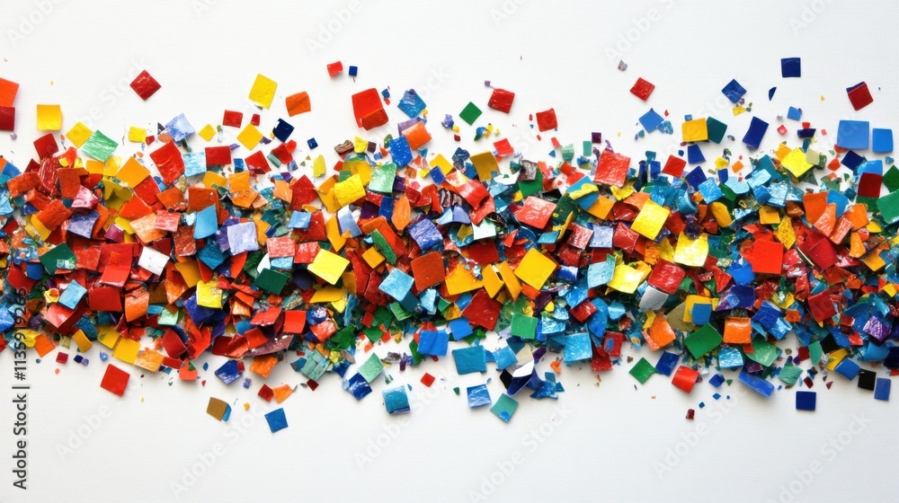 Colorful Mosaic of Small Square Paper Pieces on White Background Colorful Mosaic of Small Square Paper Pieces on White Background