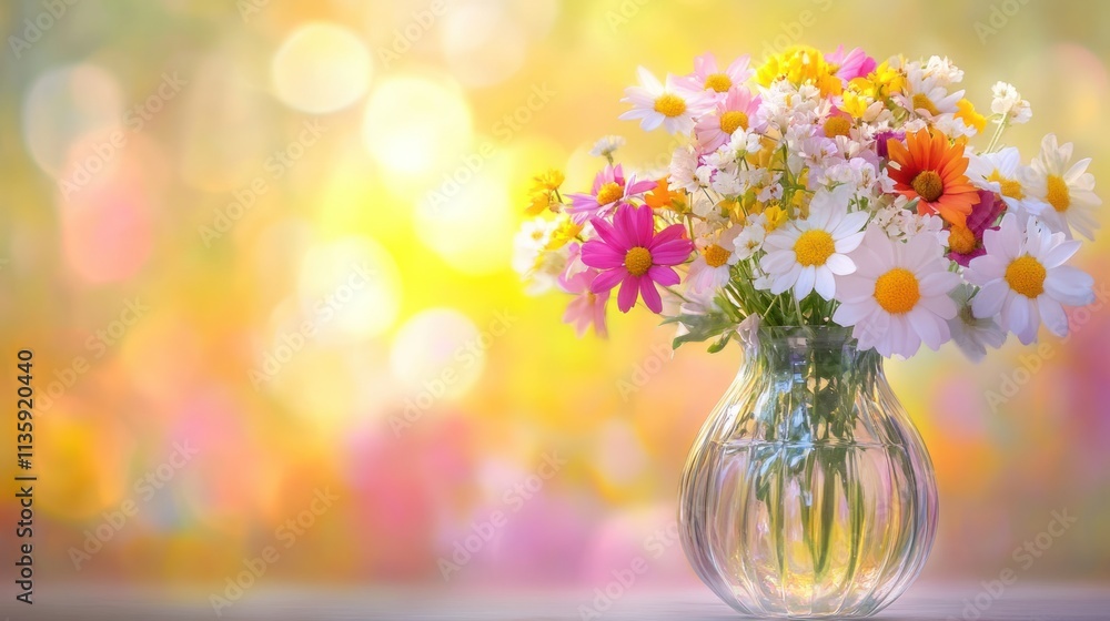 Colorful Wildflower Bouquet in Glass Vase Colorful Wildflower Bouquet in Glass Vase