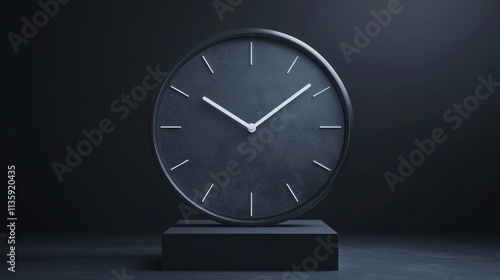 Wallpaper Mural A dark minimalist clock sits on a black pedestal Torontodigital.ca