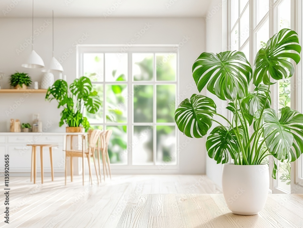 Bright and airy modern home with monstera plants living room interior design contemporary natural light cozy atmosphere Bright and airy modern home with monstera plants living room interior design contemporary natural light cozy atmosphere